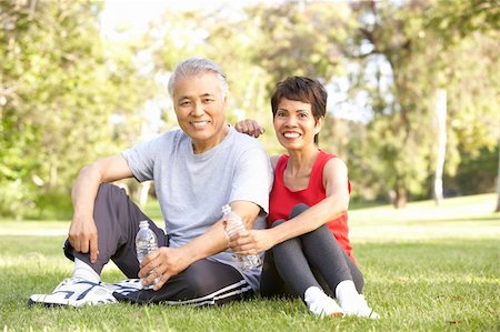 simsearch:400-05735475,k - Senior Couple Resting After Exercise Stock Photo - Budget Royalty-Free & Subscription, Code: 400-06097593