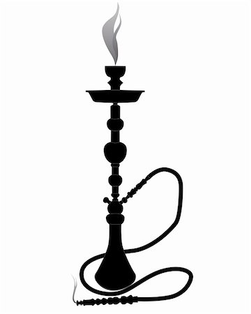 black silhouette of a hookah on a white background Fotografie stock - Microstock e Abbonamento, Codice: 400-06097682