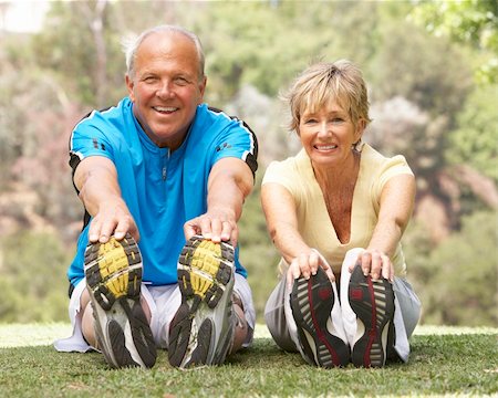 simsearch:400-05735475,k - Senior Couple Exercising In Park Stock Photo - Budget Royalty-Free & Subscription, Code: 400-06097864