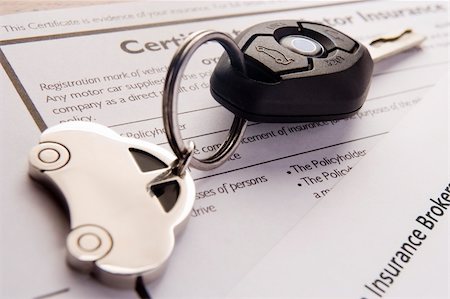 Car Keys On Insurance Documents Stock Photo - Budget Royalty-Free & Subscription, Code: 400-06097978