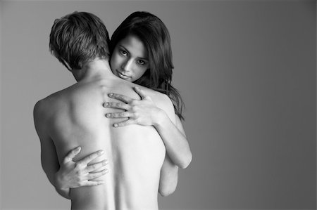 Monochrome Shot Of Naked Couple Embracing Stock Photo - Budget Royalty-Free & Subscription, Code: 400-06098167