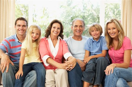 simsearch:400-06098367,k - Extended Family Relaxing At Home Together Stock Photo - Budget Royalty-Free & Subscription, Code: 400-06098344