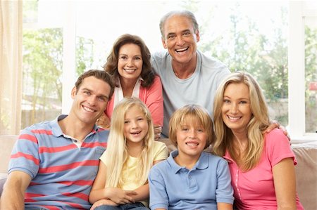 simsearch:400-06098367,k - Extended Family Relaxing At Home Together Stock Photo - Budget Royalty-Free & Subscription, Code: 400-06098346