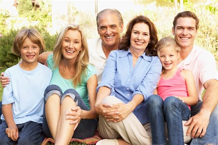 simsearch:400-06098367,k - Extended Group Portrait Of Family In Garden Stock Photo - Budget Royalty-Free & Subscription, Code: 400-06098398