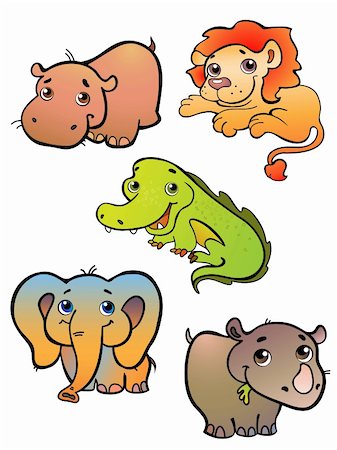 Vector illustration  of a five african animals on white Stock Photo - Budget Royalty-Free & Subscription, Code: 400-06098452