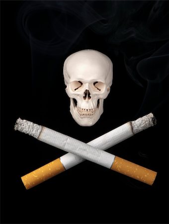 simsearch:400-06101353,k - Two cigarettes replace the usual crossbones symbolizing the dangers of smoking. Stock Photo - Budget Royalty-Free & Subscription, Code: 400-06098602