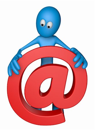 simsearch:400-05910768,k - blue guy is holding email alias - 3d illustration Foto de stock - Royalty-Free Super Valor e Assinatura, Número: 400-06098992