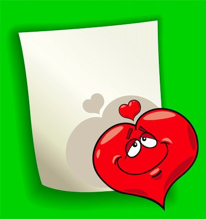 cartoon design illustration with blank page and funny heart in love Stock Photo - Budget Royalty-Free & Subscription, Code: 400-06099218