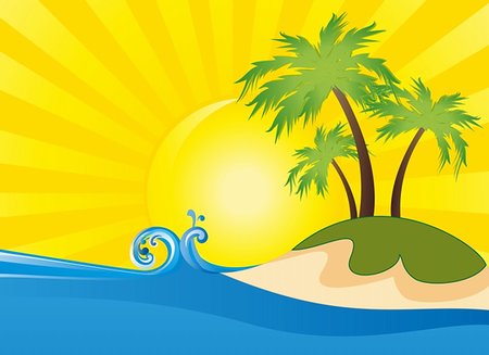 Summer themed beach illustration background Stock Photo - Budget Royalty-Free & Subscription, Code: 400-06099363