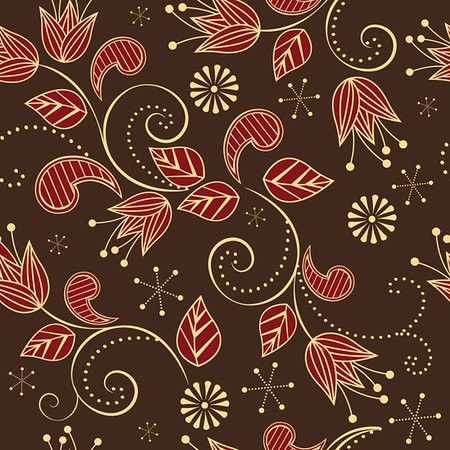 fabric modern colors - seamless pattern with red flowers and leaves Stock Photo - Budget Royalty-Free & Subscription, Code: 400-06099370