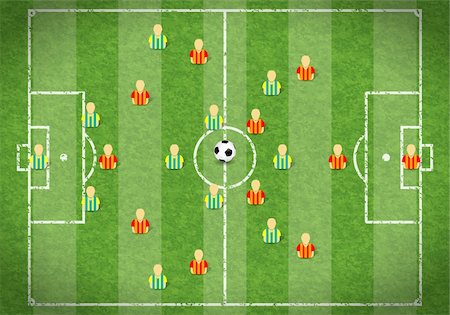 Football Field with Marking, Icon Soccer Player and Ball, vector illustration Foto de stock - Super Valor sin royalties y Suscripción, Código: 400-06099525
