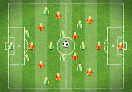 Football Field with Marking, Icon Soccer Player and Ball, vector illustration Fotografie stock - Microstock e Abbonamento, Codice: 400-06099525