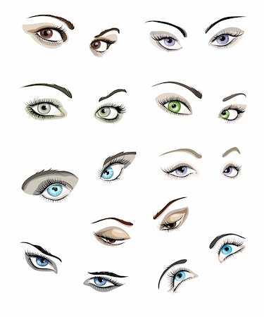 stylish eye makeup - Set of 9 beautiful glamour woman?s eyes and eyebrows. Stock Photo - Budget Royalty-Free & Subscription, Code: 400-06099737