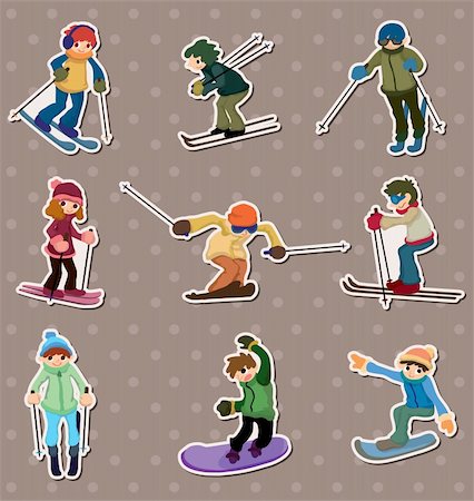 extreme sport clipart - ski player stickers Stock Photo - Budget Royalty-Free & Subscription, Code: 400-06099777
