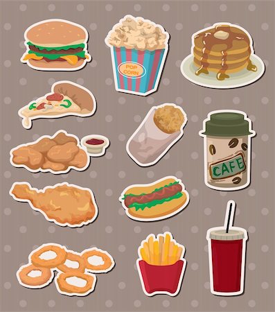 simsearch:400-09151230,k - fast food stickers Photographie de stock - Aubaine LD & Abonnement, Code: 400-06099773