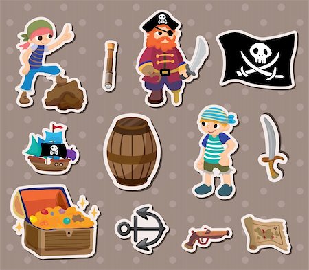 simsearch:400-06199593,k - pirate stickers Photographie de stock - Aubaine LD & Abonnement, Code: 400-06099785