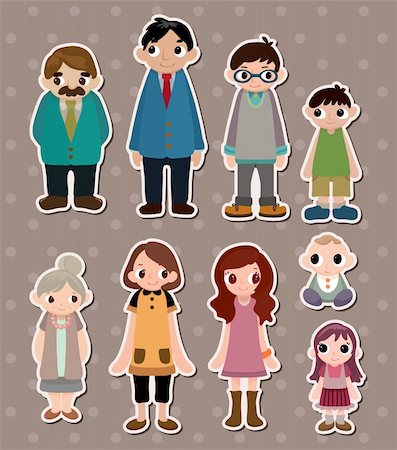 doodle illustrations of children - family stickers Stock Photo - Budget Royalty-Free & Subscription, Code: 400-06099786