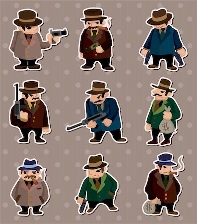 retro gangster - mafia stickers Stock Photo - Budget Royalty-Free & Subscription, Code: 400-06099796