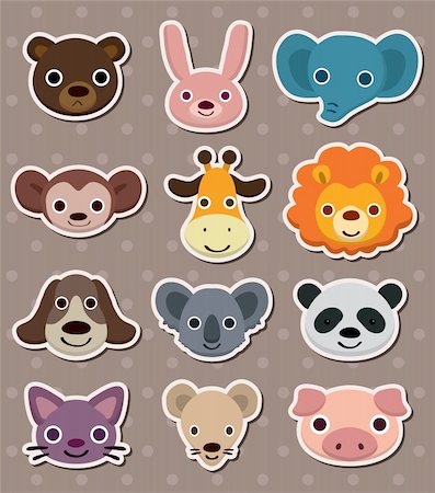 animal face stickers Foto de stock - Super Valor sin royalties y Suscripción, Código: 400-06099799