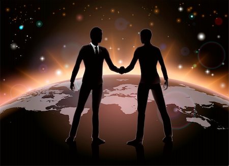 Global business or networking concept, business men shaking hands in agreement on world map Photographie de stock - Aubaine LD & Abonnement, Code: 400-06099860