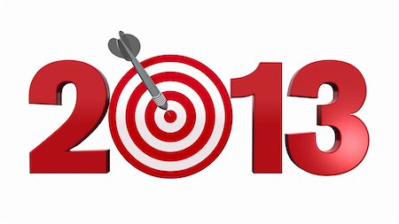 faberfoto (artist) - Next New Year 2013. Number with red and white target, one dart hits the center of the target - 3d render illustration - success in business concept. Foto de stock - Royalty-Free Super Valor e Assinatura, Número: 400-06090150