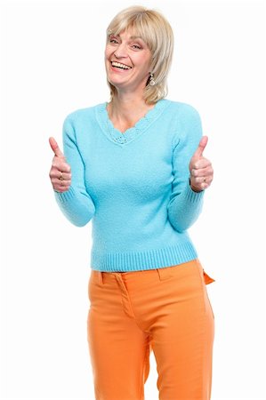 Middle age woman showing thumbs up Stock Photo - Budget Royalty-Free & Subscription, Code: 400-06090310