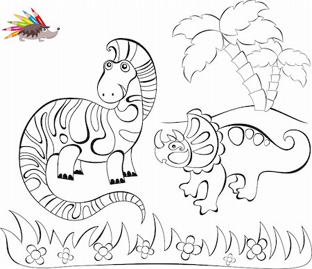 prehistoric cartoon trees - vector illustration of a cute coloring Stock Photo - Budget Royalty-Free & Subscription, Code: 400-06091032