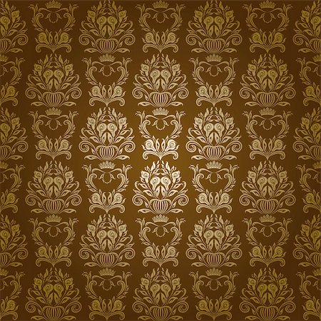 Damask seamless floral pattern. Flowers on a brown background. EPS 10 Stock Photo - Budget Royalty-Free & Subscription, Code: 400-06091050