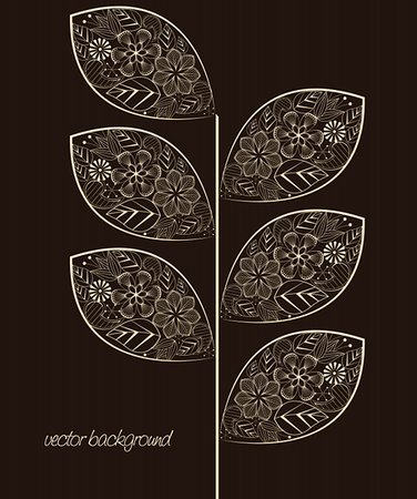 leaf decoration on a brown background Stock Photo - Budget Royalty-Free & Subscription, Code: 400-06091065