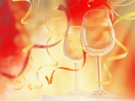 Champagne in glasses on a bright yellow and red background Stock Photo - Budget Royalty-Free & Subscription, Code: 400-06091116