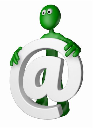 simsearch:400-06458048,k - green guy is holding email alias - 3d illustration Photographie de stock - Aubaine LD & Abonnement, Code: 400-06091797