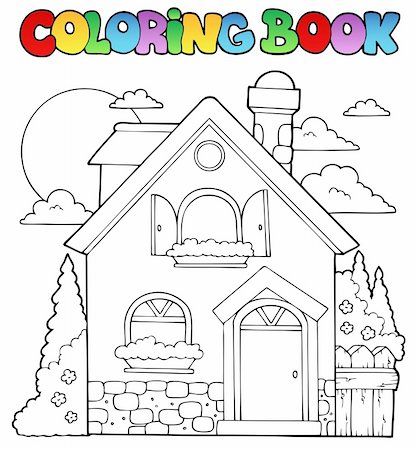 Coloring book house theme image 1 - vector illustration. Stock Photo - Budget Royalty-Free & Subscription, Code: 400-06091818