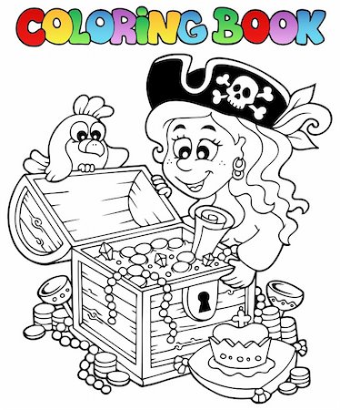 Coloring book with pirate theme 5 - vector illustration. Stock Photo - Budget Royalty-Free & Subscription, Code: 400-06091826