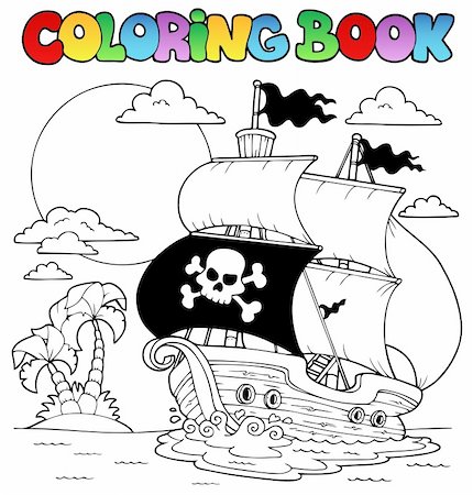 simsearch:400-07759803,k - Coloring book with pirate theme 7 - vector illustration. Foto de stock - Super Valor sin royalties y Suscripción, Código: 400-06091828