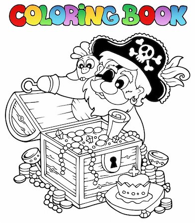 simsearch:400-06091827,k - Coloring book with pirate theme 8 - vector illustration. Foto de stock - Royalty-Free Super Valor e Assinatura, Número: 400-06091829