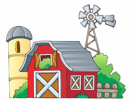 farm windmill with silo pictures - Farm theme image 1 - vector illustration. Stock Photo - Budget Royalty-Free & Subscription, Code: 400-06091833