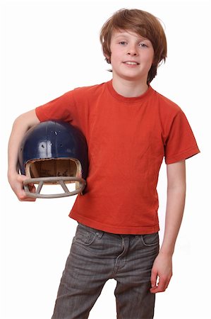 simsearch:400-04495626,k - Boy with football helmet on white background Fotografie stock - Microstock e Abbonamento, Codice: 400-06091989