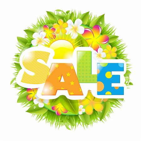 flower sale - Summer And Spring Sale Template, Isolated On White Background, Vector Illustration Stock Photo - Budget Royalty-Free & Subscription, Code: 400-06092272