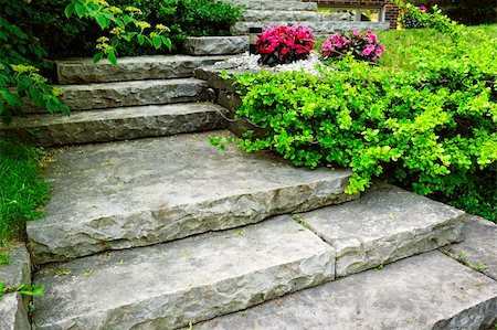 simsearch:400-06892431,k - Natural stone stairs landscaping in home garden Stock Photo - Budget Royalty-Free & Subscription, Code: 400-06092327