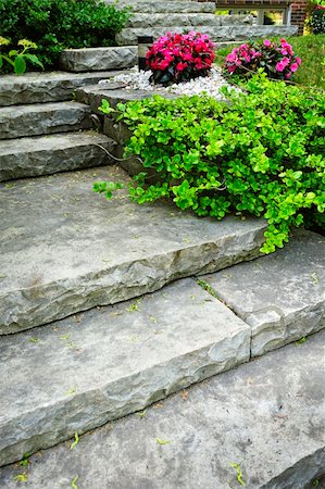 simsearch:400-06892431,k - Natural stone stairs landscaping in home garden Stock Photo - Budget Royalty-Free & Subscription, Code: 400-06092328