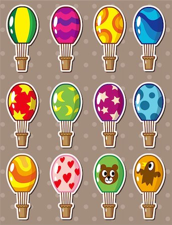 simsearch:400-09090841,k - cartoon hot air balloon stickers Stock Photo - Budget Royalty-Free & Subscription, Code: 400-06092402