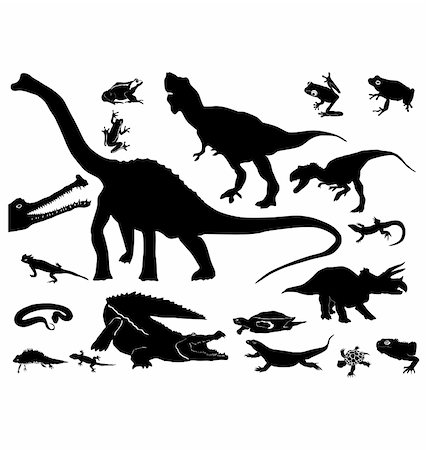 The set of the silhouettes of the reptiles Stock Photo - Budget Royalty-Free & Subscription, Code: 400-06092474