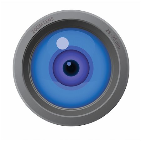 An eye inside of camera lens isolated on white background. Stockbilder - Microstock & Abonnement, Bildnummer: 400-06092520