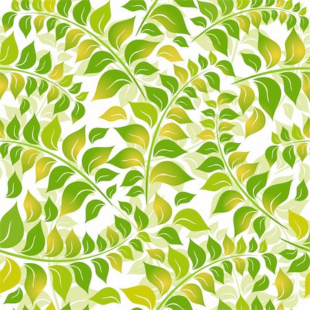 simsearch:400-05922161,k - Seamless floral white pattern with green-yelllow leaves (vector) Photographie de stock - Aubaine LD & Abonnement, Code: 400-06092551