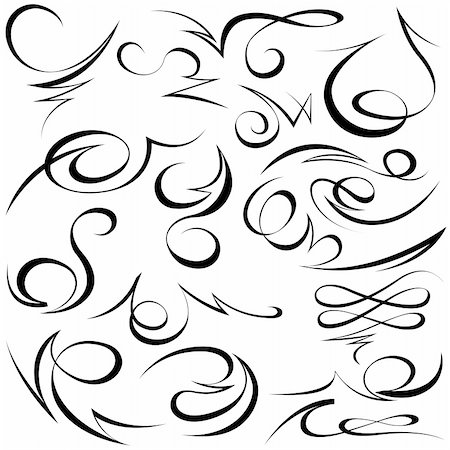 scroll designs clip art - Calligraphic elements - black design elements,  illustration vector Stock Photo - Budget Royalty-Free & Subscription, Code: 400-06092646