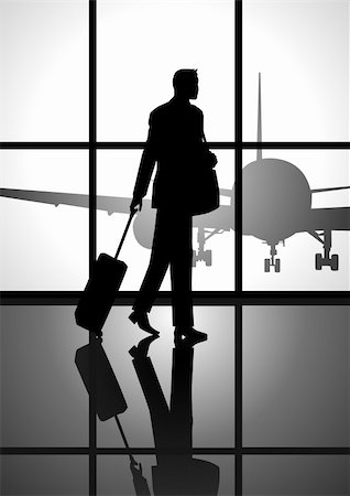 simsearch:630-03481490,k - Silhouette illustration of a man figure carrying a luggage Stock Photo - Budget Royalty-Free & Subscription, Code: 400-06092701