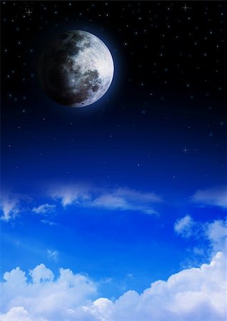 dark moon with clouds - Stock image of the moon over blue sky Photographie de stock - Aubaine LD & Abonnement, Code: 400-06092715