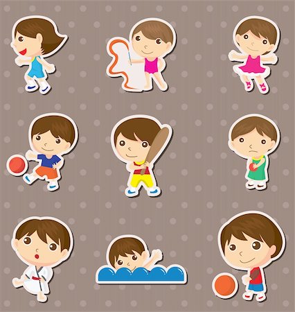 ribbon dancing gymnastics - kid sport stickers Stock Photo - Budget Royalty-Free & Subscription, Code: 400-06092718