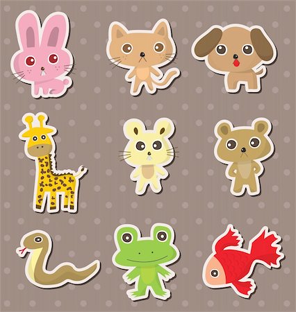 rainforest animal icons - animal stickers Stock Photo - Budget Royalty-Free & Subscription, Code: 400-06092721