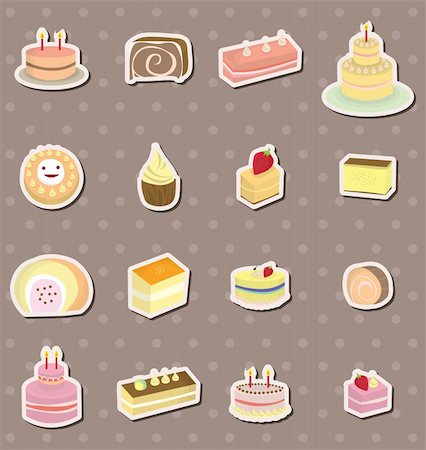 eating cartoon muffins - cake stickers Stock Photo - Budget Royalty-Free & Subscription, Code: 400-06092732